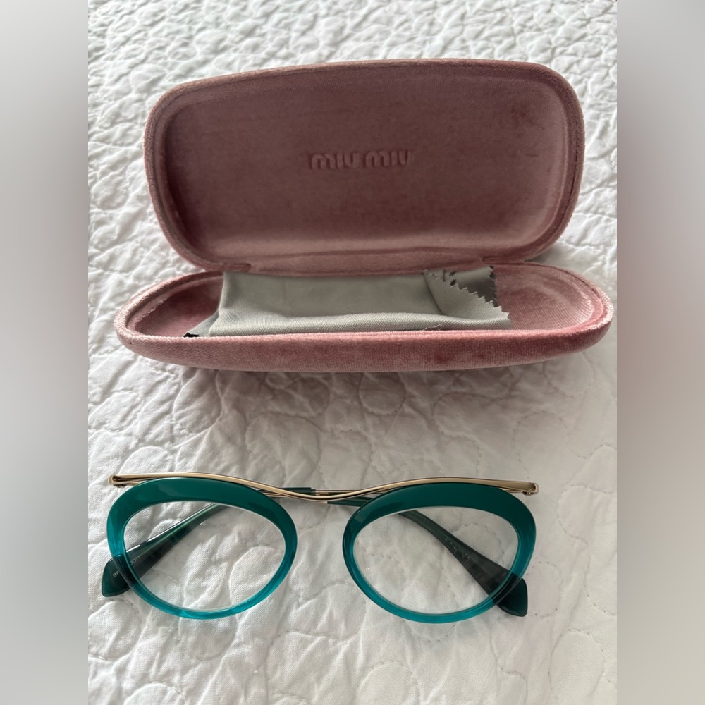 Miu Miu Teal and Gold Women's Glasses